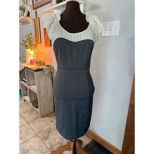 Y2K‎ Venus Dress 4 Grey Cream Ruffle Sweetheart Neck Pencil dress office chic